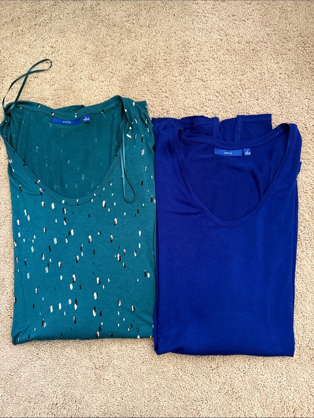 Set of 2 Teal Speckled & Royal Blue Long Sleeve Tunic Tops